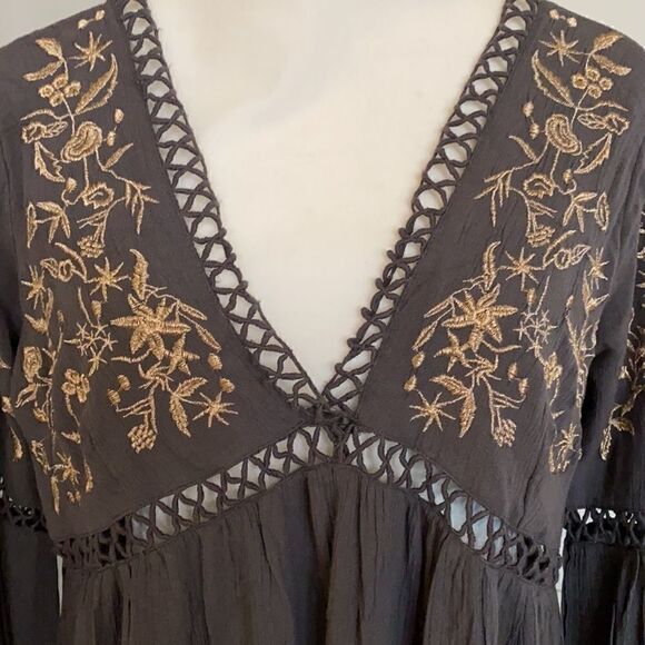 En Creme | Swing Dress With Ladder Inserts and Floral Embroidery Mini Dress | M - Picture 6 of 9